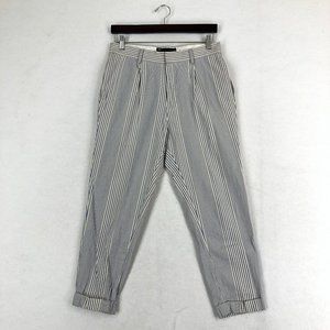 Asos Design Women's Size 30 Blue White Striped High-Rise Straight Leg Pants